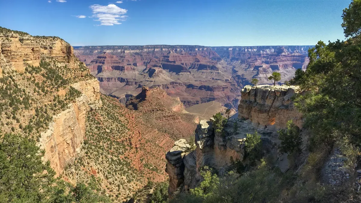 Rim view near Grand Canyon Village, a stop on a Grand Canyon tour from Las Vegas, Grand Canyon South Rim, Arizona.