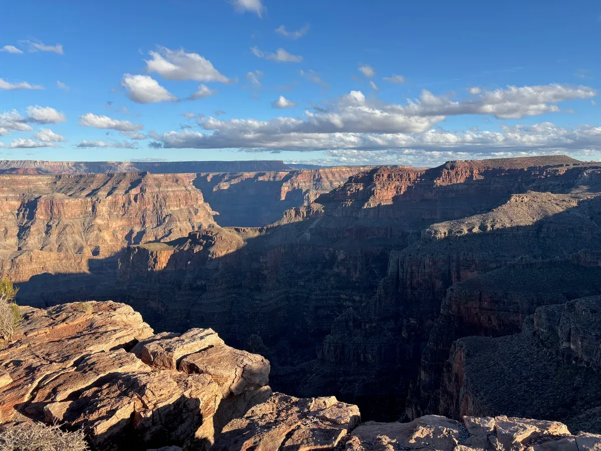 Red-rock cliffs at Eagle Point, a stop on a Grand Canyon tour from Las Vegas, Grand Canyon West, Arizona.