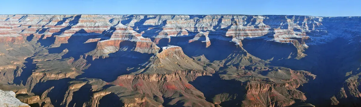 Winter snow on the South Rim, seen on a Grand Canyon tour from Las Vegas, Grand Canyon South Rim, Arizona.